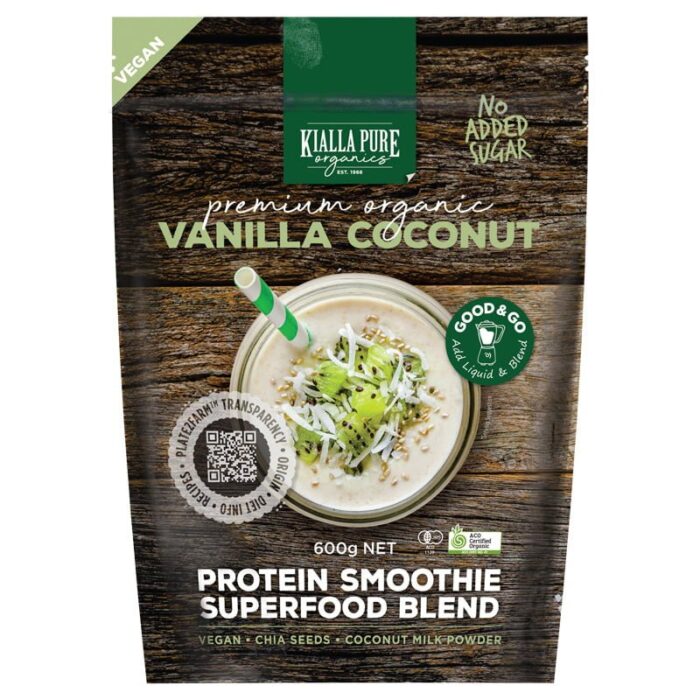 organic protein smoothie vegan vanilla coconut 600g