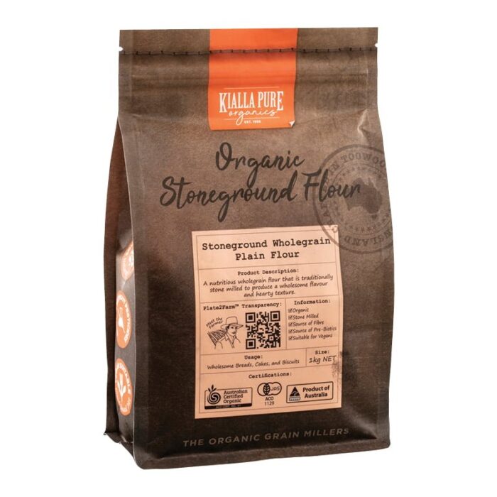 organic stoneground wholegrain plain flour 1kg